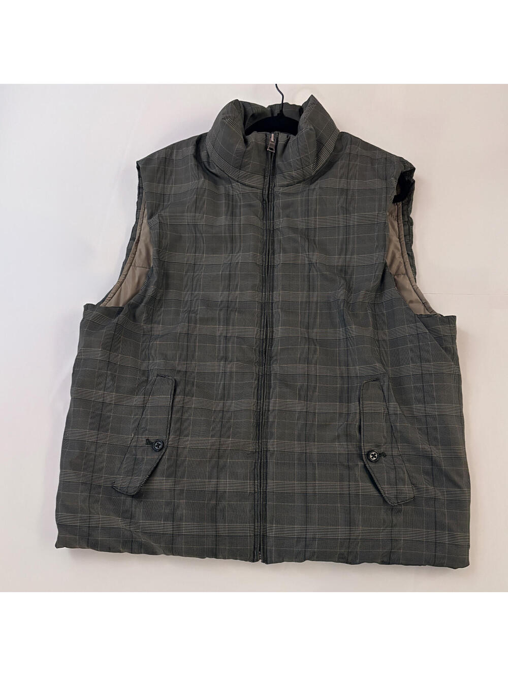 Banana Republic Gray Plaid Zip Puffer Vest Size XL